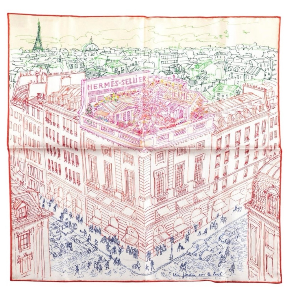 RARE Hermes Multi Le Jardin Silk Gavroche Scarf